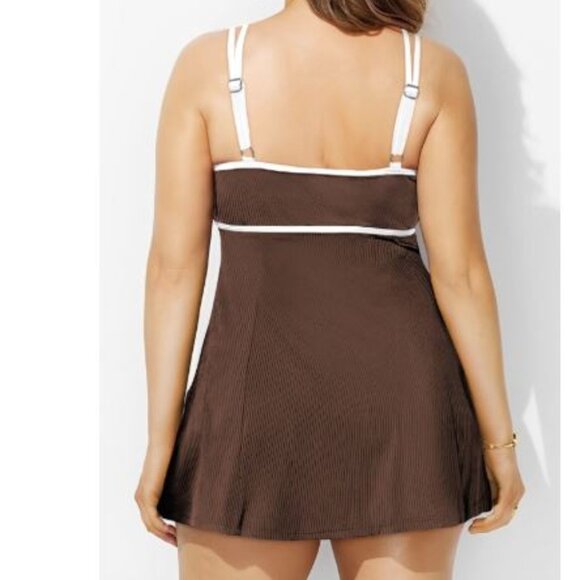Womens Size 3X Plus Size Two Piece Tankini Swimsuit Resortwear Brown - Picture 2 of 13
